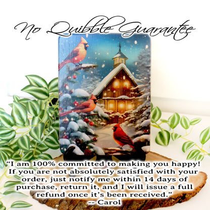 Christmas Cardinals Cutting Board, Christmas Cardinals Kitchen Decor, Environmentally Friendly Bamboo Cutting Board decorated using UV Ink