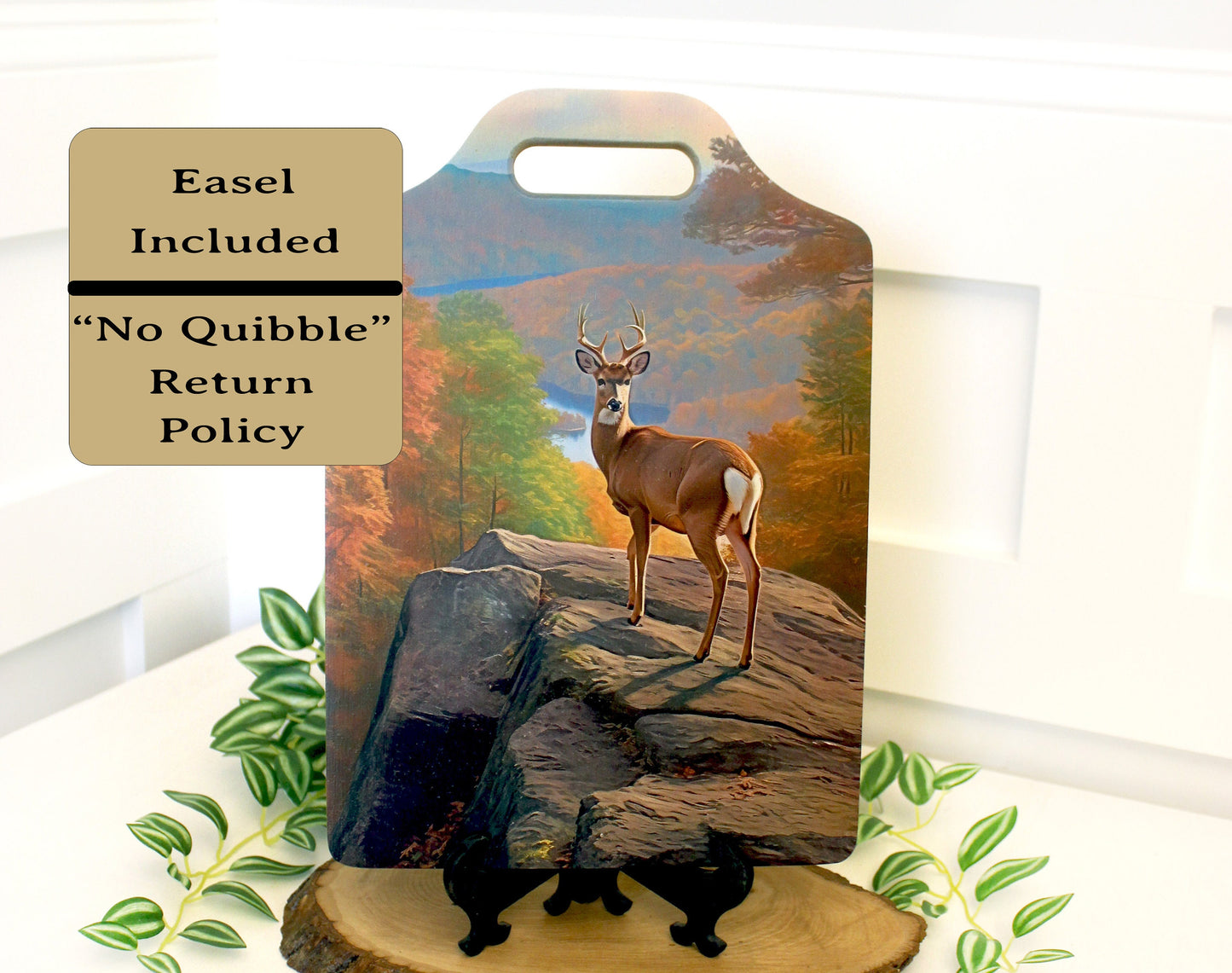 NC Mountains Cutting Board, Deer in the North Carolina Mountains Decor, Environmentally Friendly Bamboo Cutting Board decorated with UV Ink