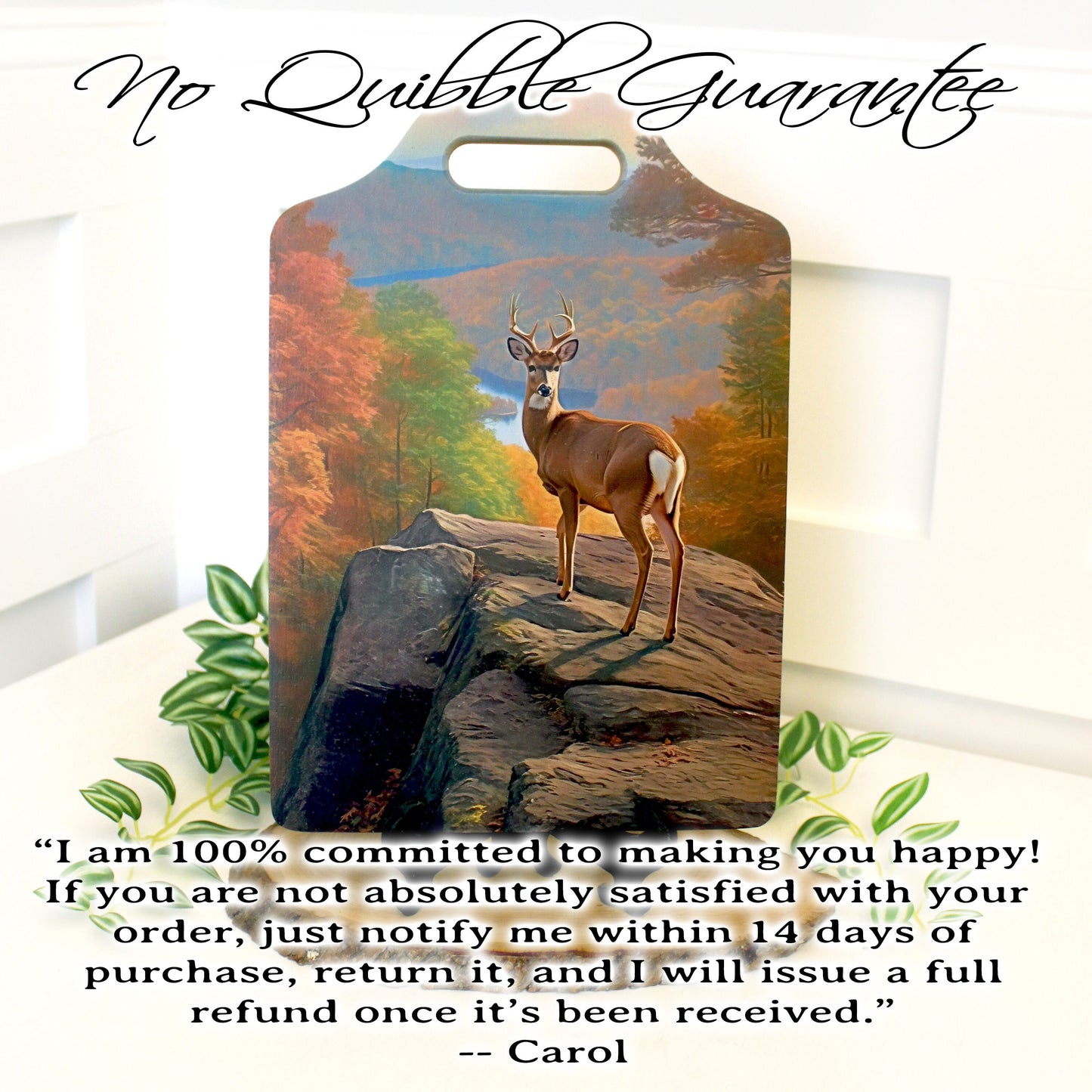 NC Mountains Cutting Board, Deer in the North Carolina Mountains Decor, Environmentally Friendly Bamboo Cutting Board decorated with UV Ink