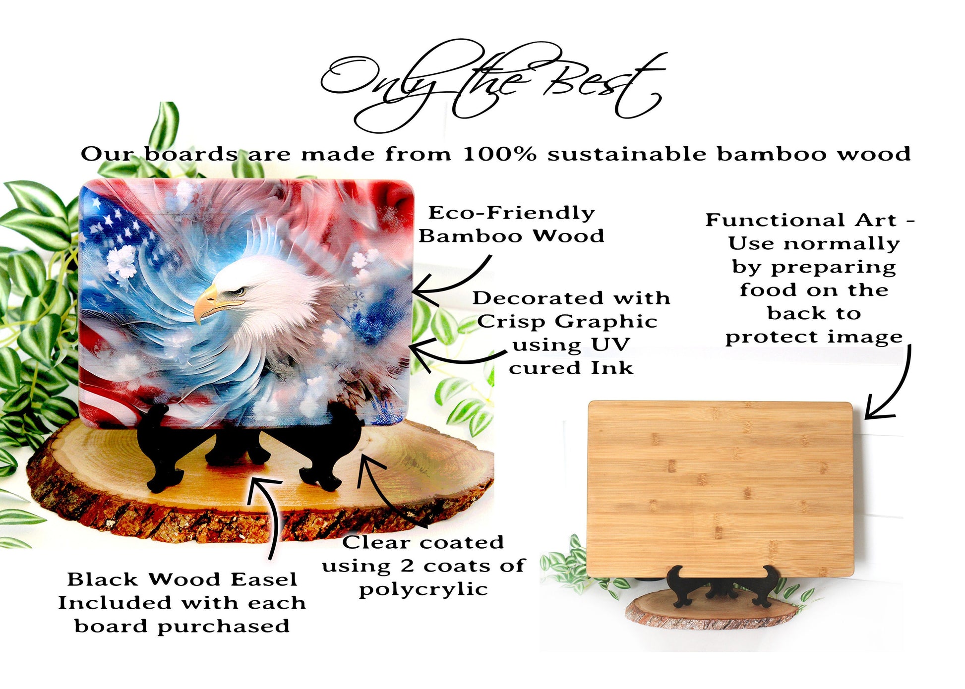 Patriotic Bald Eagle Cutting Board, Eagle with American Flag Design, Patriotic Kitchen Decor, Environmentally Friendly Cutting Board UV Ink