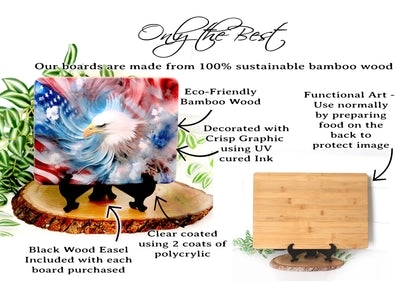 Patriotic Bald Eagle Cutting Board, Eagle with American Flag Design, Patriotic Kitchen Decor, Environmentally Friendly Cutting Board UV Ink