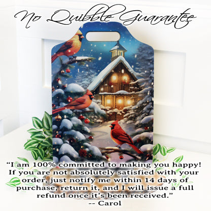 Christmas Cardinal Cutting Board, Rustic Winter Cabin Christmas Cardinals Decor, Environmentally Friendly Bamboo Cutting Board using UV Ink