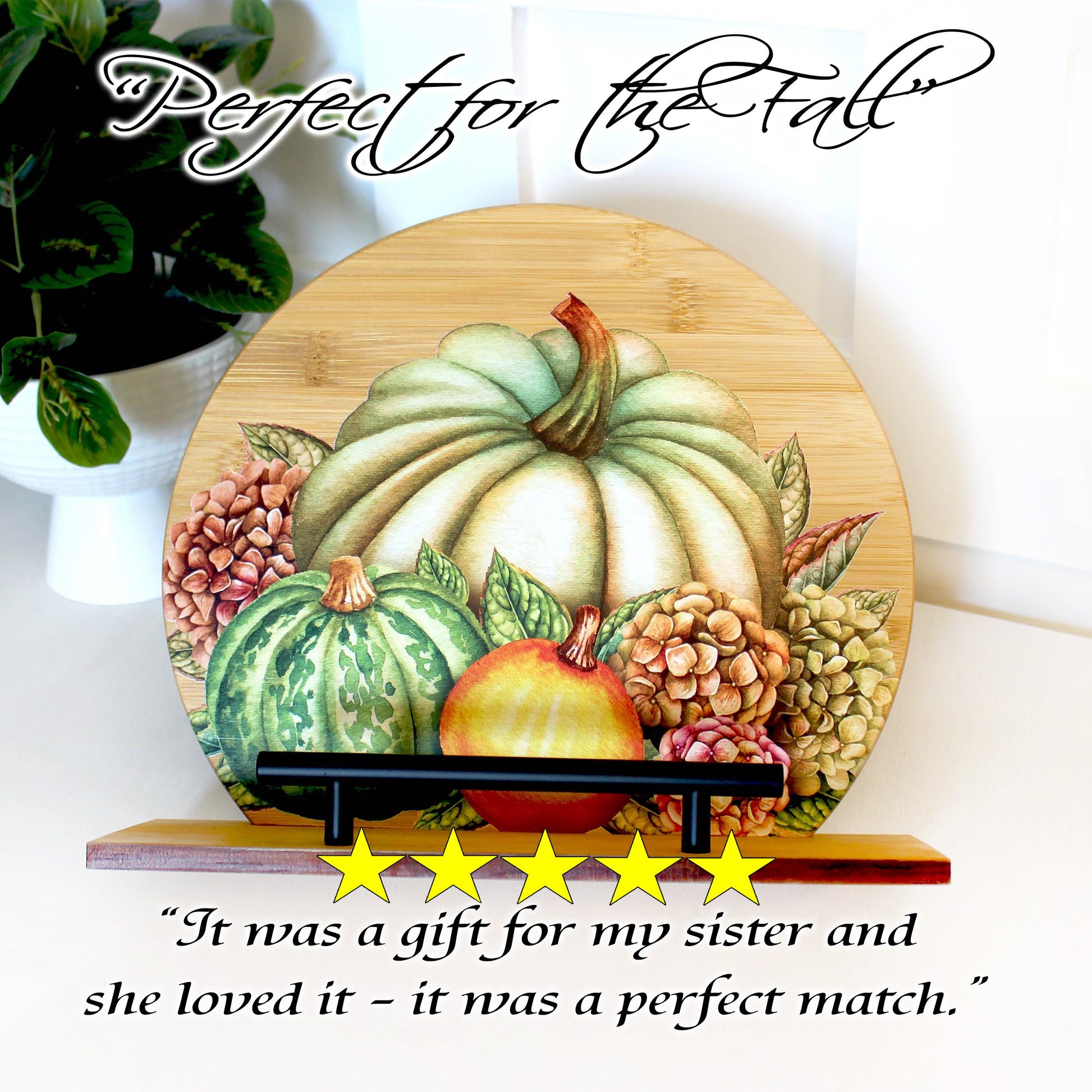 Personalized Decorative Cookbook Stand, Thanksgiving Fall Pumpkin Art Print, Recipe Book Holder, Kitchen Home Decor, Tablet Ipad Stand Gift