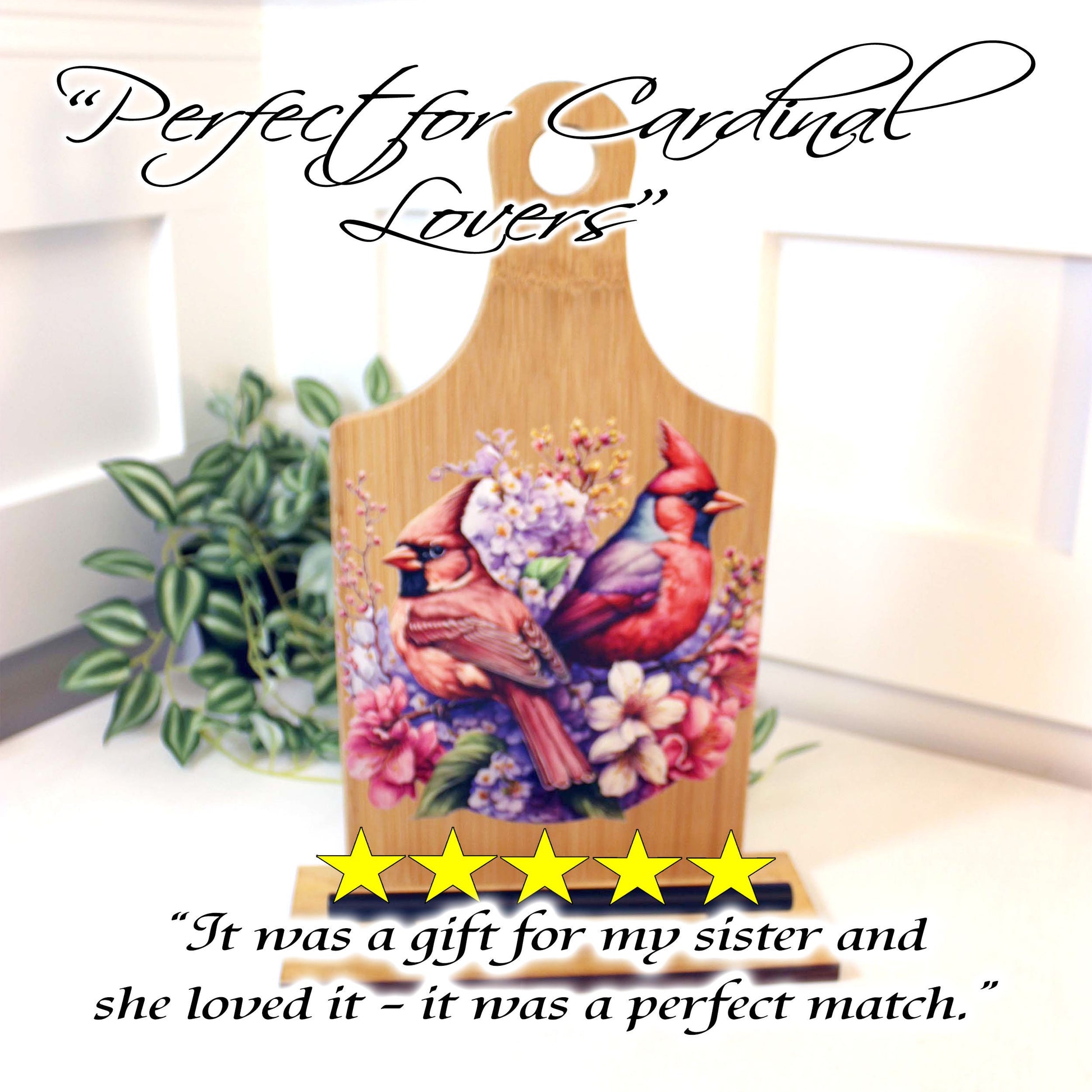 Personalized Custom Cookbook Stand, Decorative Spring Cardinal Lover Gift, Recipe Book Holder, Rustic Farmhouse Decor, Tablet Ipad Stand