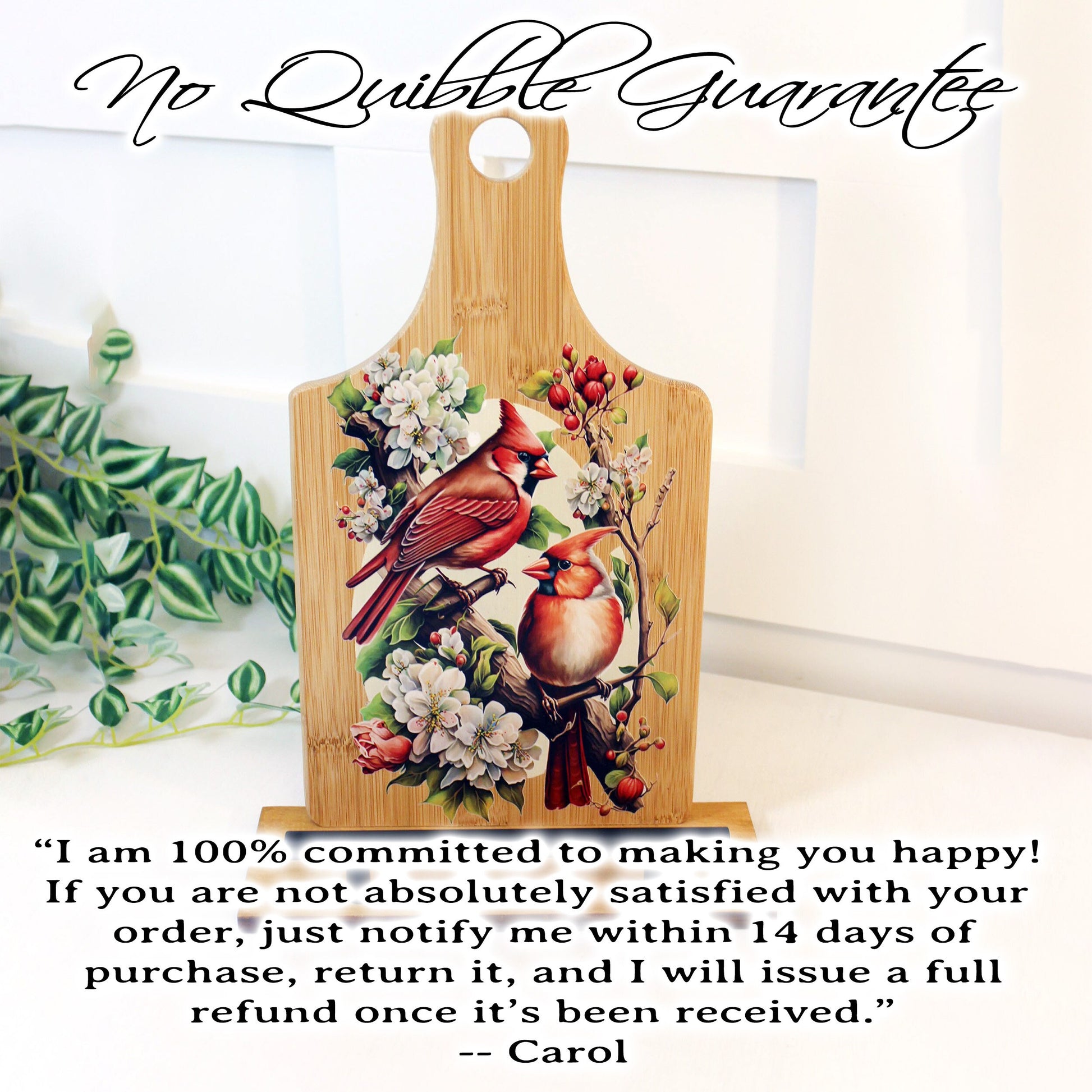 Personalized Decorative Cookbook Stand, Cardinals Lover Cherry Blossom, Recipe Book Holder, Kitchen Home Decor, Tablet Ipad Stand Gift