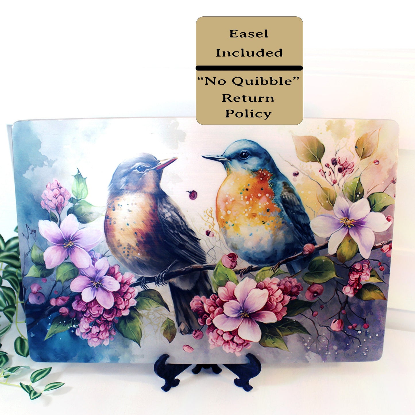 Birds with Spring Flowers Cutting Board will Brighten up your Kitchen Decor, Environmentally Friendly Cutting Board UV Ink Watercolor Design