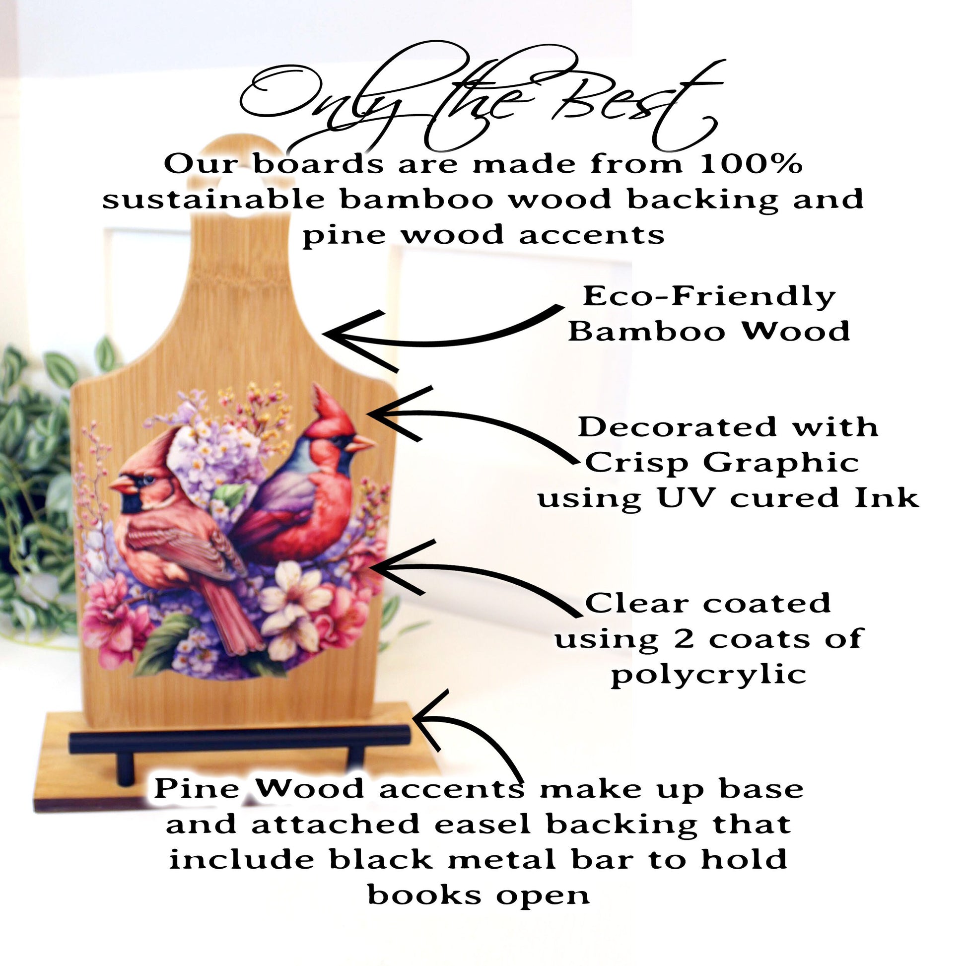 Personalized Custom Cookbook Stand, Decorative Spring Cardinal Lover Gift, Recipe Book Holder, Rustic Farmhouse Decor, Tablet Ipad Stand