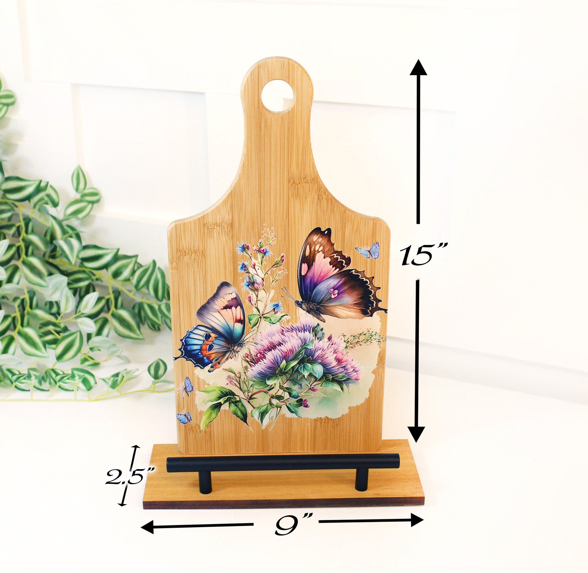 Personalized Decorative Cookbook Stand, Wooden Recipe Book Holder, Kitchen Home Decor, Tablet Ipad Stand, Butterfly Lover Housewarming Gift
