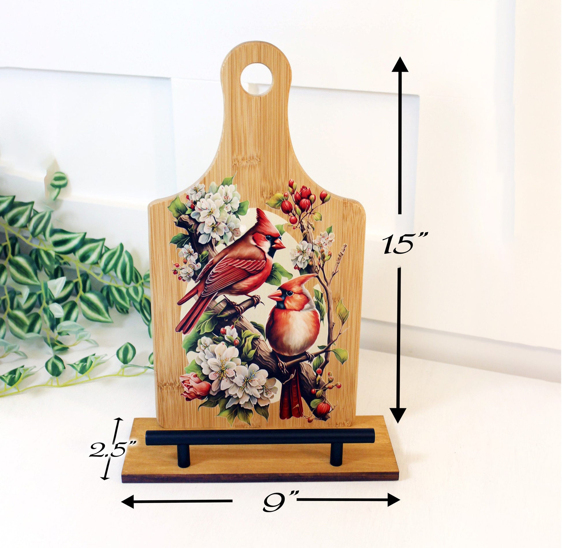 Personalized Decorative Cookbook Stand, Cardinals Lover Cherry Blossom, Recipe Book Holder, Kitchen Home Decor, Tablet Ipad Stand Gift