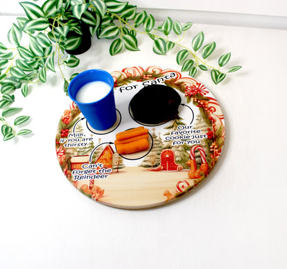 Christmas Santa Cookie Plate, Candy Cane Lane Cookie Tray, Environmentally Friendly Bamboo using UV Ink, Rubber Feet, Christmas Eve Decor