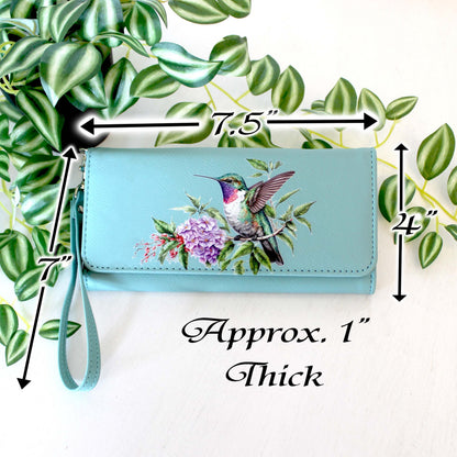 Hummingbird and Lilac Flowers Leatherette Women's Wallet w/ ID Display is a Perfect Gift for her Birthday and Mother's Day