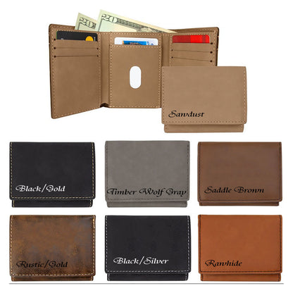 Men's Leather Bifold/Trifold Fishing Wallet. Perfect Fisherman's gift. Large Mouth Bass. Engraved Fishing Art. Engraved Mountain Fishing.