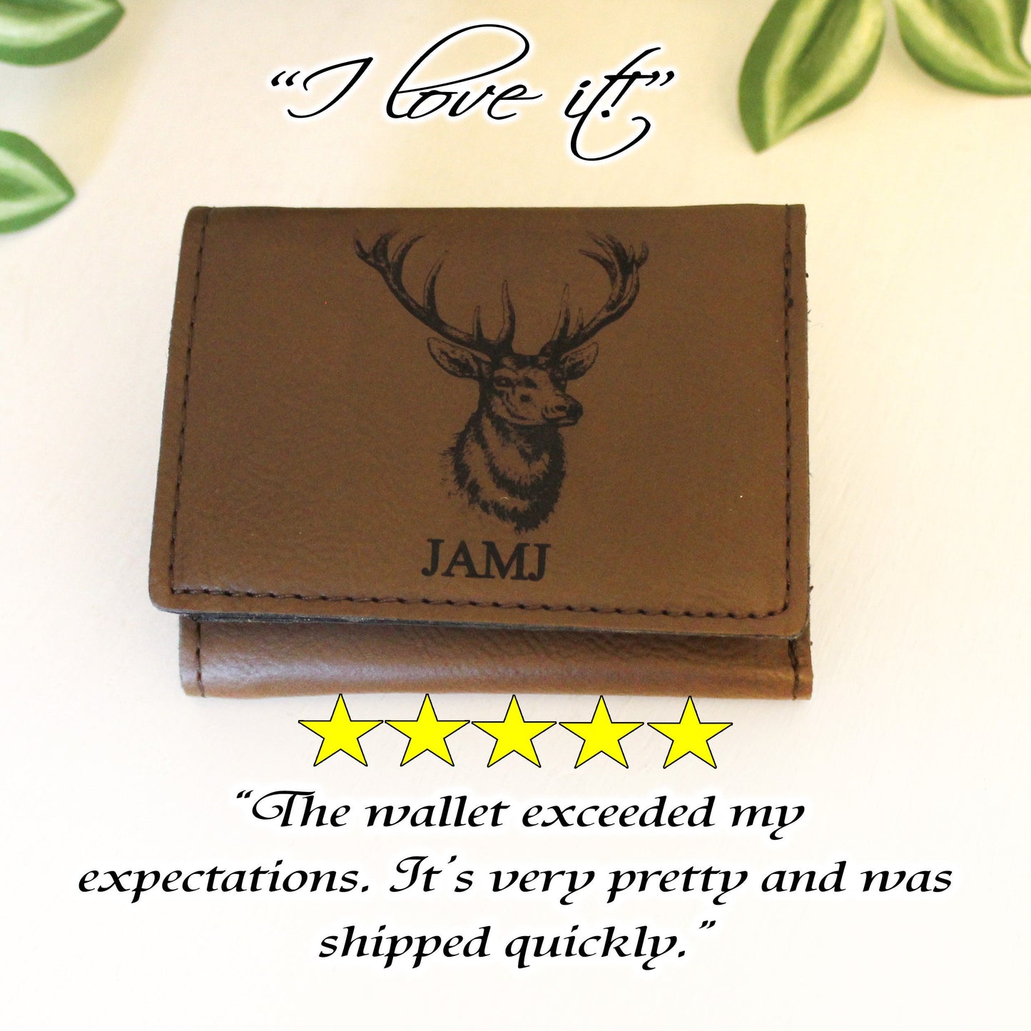 Men's Leather Bifold/Trifold Hunting Wallet with flip ID Display. Perfect Hunter's gift. Elk Profile Engraved Hunting Art. Elk Head Wallet