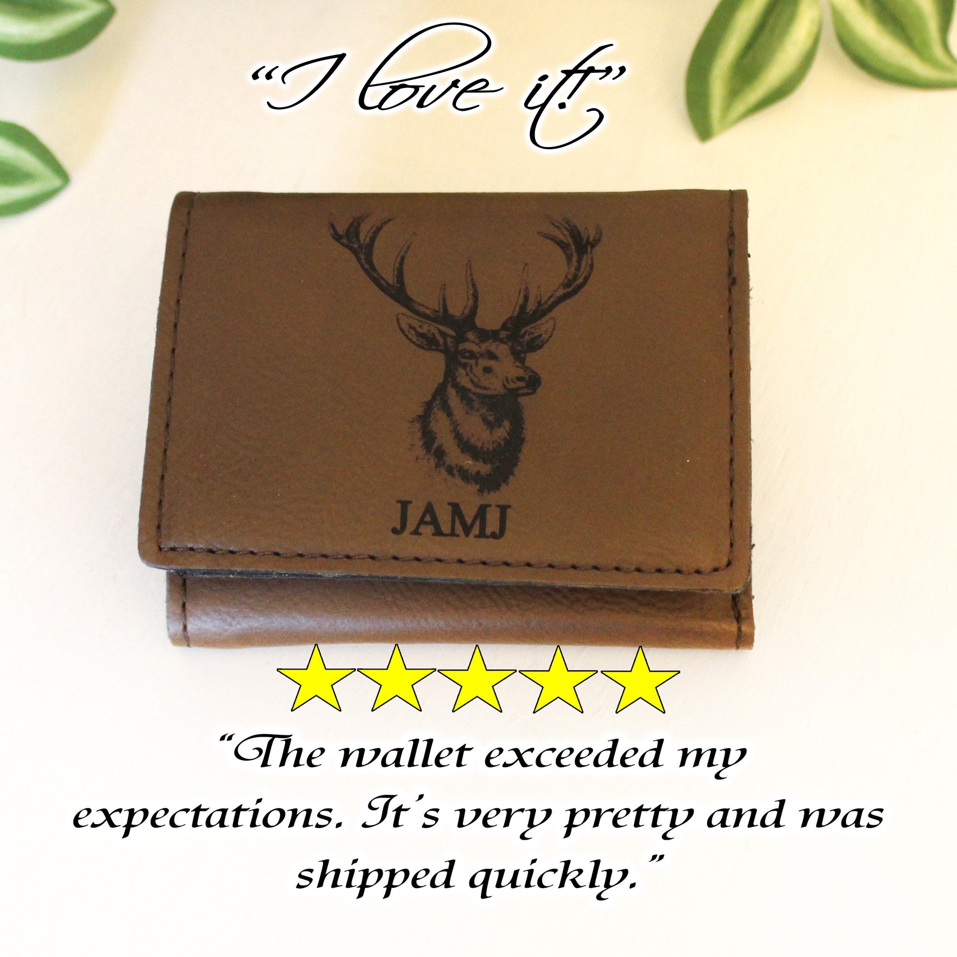 Men's Leather Bifold/Trifold Hunting Wallet with flip ID Display. Perfect Hunter's gift. Elk Profile Engraved Hunting Art. Elk Head Wallet