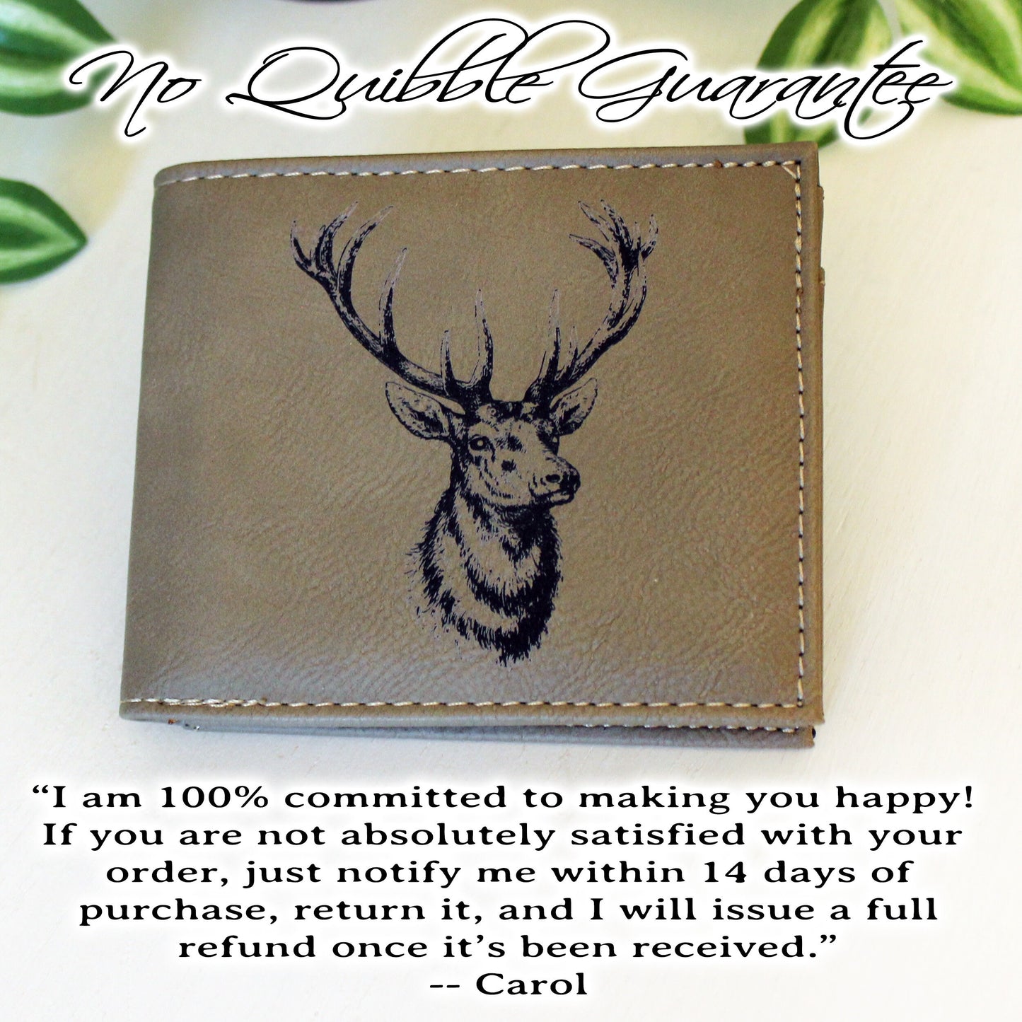 Men's Leather Bifold/Trifold Hunting Wallet with flip ID Display. Perfect Hunter's gift. Elk Profile Engraved Hunting Art. Elk Head Wallet