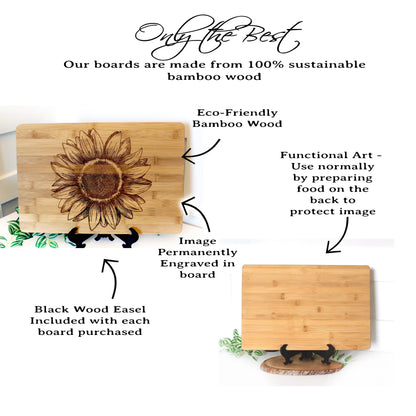 Sunflower Kitchen Decor, Large Personalized Bamboo Cutting Board for Mother's Day, Wood Cutting Board, great Environmentally Friendly Gifts