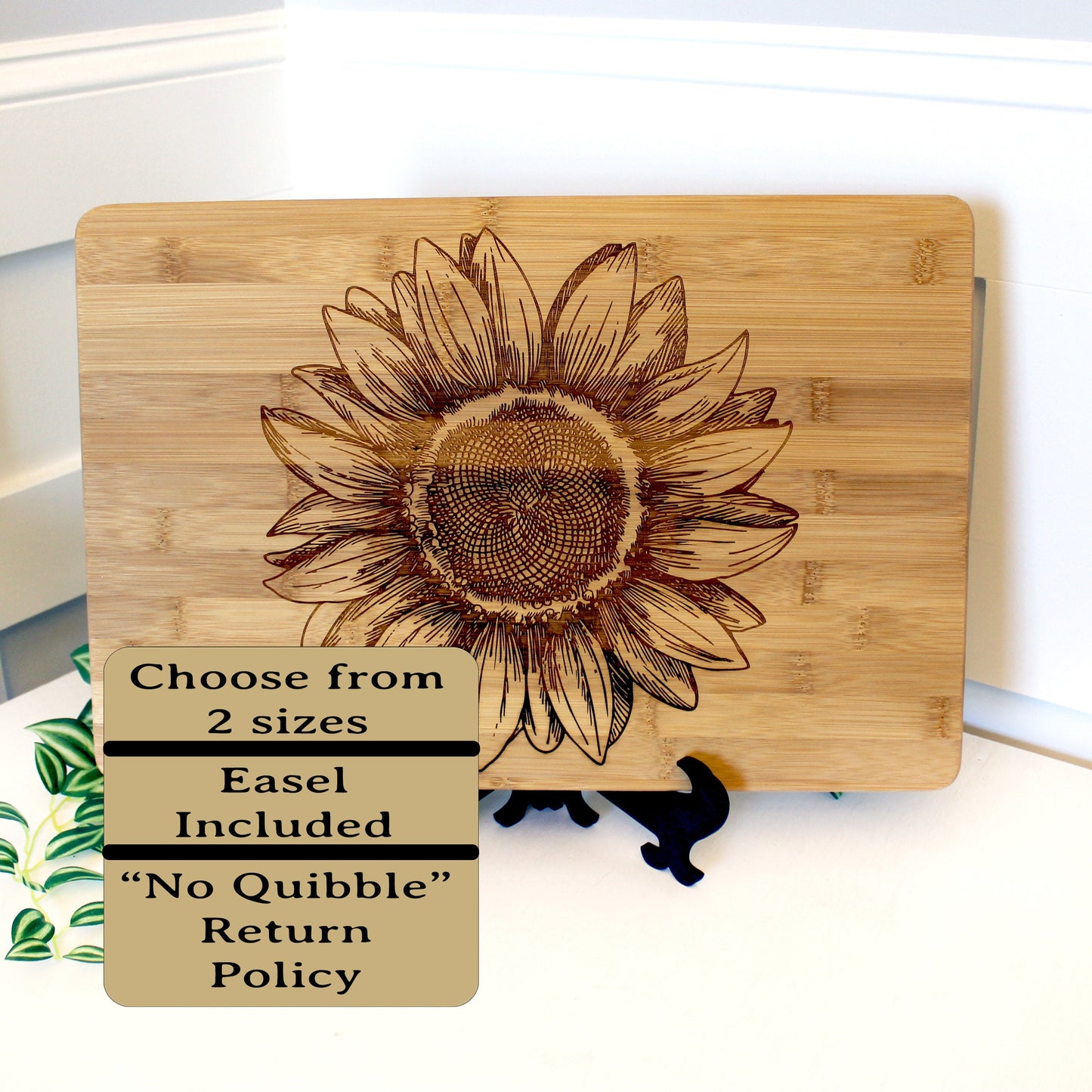 Sunflower Bamboo Cutting Board – 12"x18" – Farmhouse Kitchen Decor