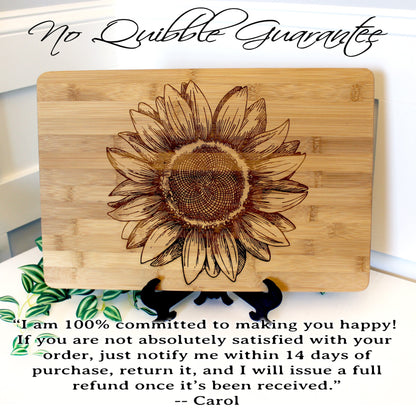 Sunflower Kitchen Decor, Large Personalized Bamboo Cutting Board for Mother's Day, Wood Cutting Board, great Environmentally Friendly Gifts