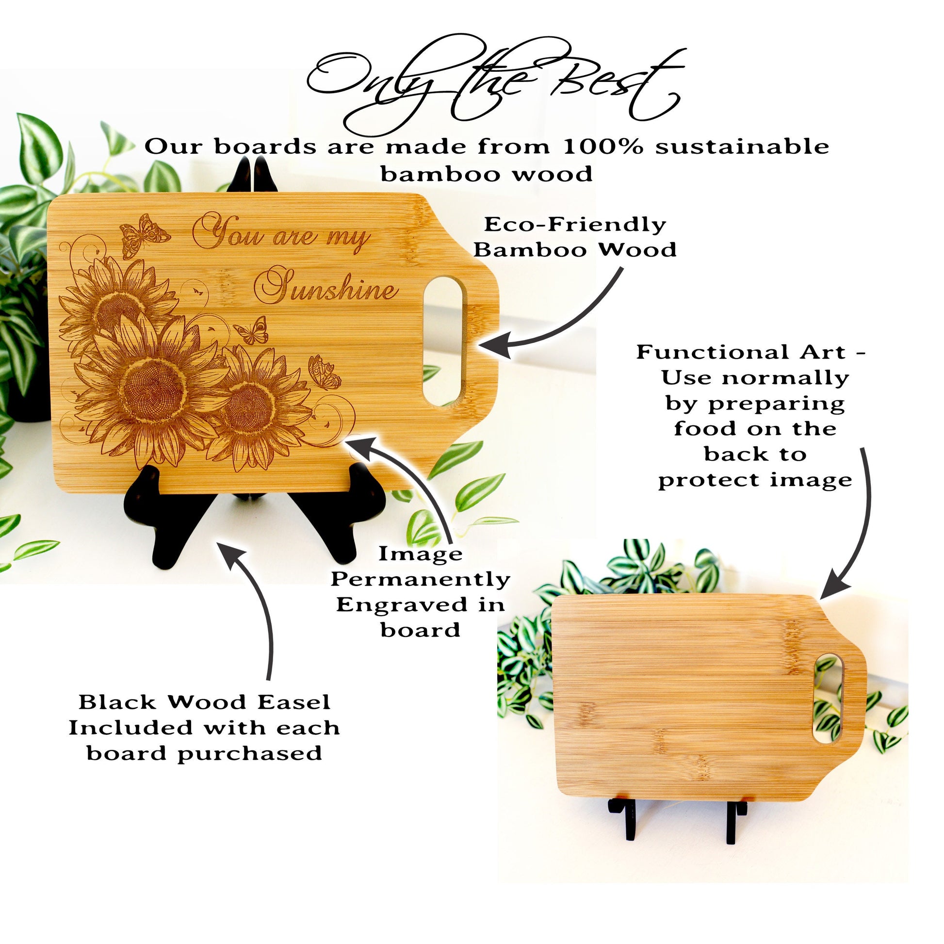 Sunflower and Butterflies Kitchen Decor, Personalized Bamboo Cutting Board, Wooden Cheese Board, great Environmentally Friendly Gifts