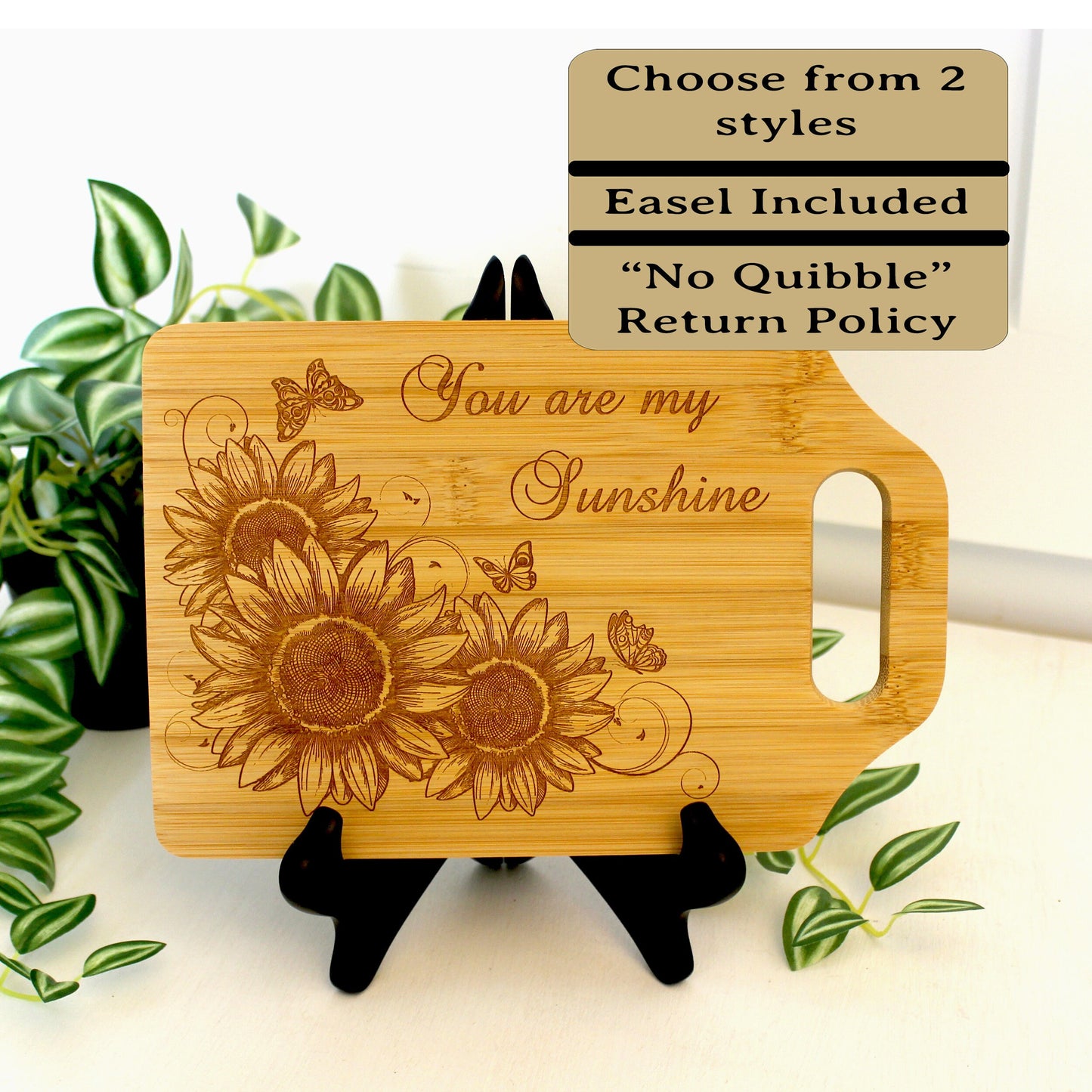Sunflower and Butterflies Kitchen Decor, Personalized Bamboo Cutting Board, Wooden Cheese Board, great Environmentally Friendly Gifts