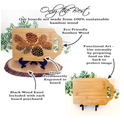 Pine Cone Home Decor, Engraved Bamboo Cutting Board, Cheese Cutting Board, Environmentally Friendly Gifts, Pinecone Home Decor