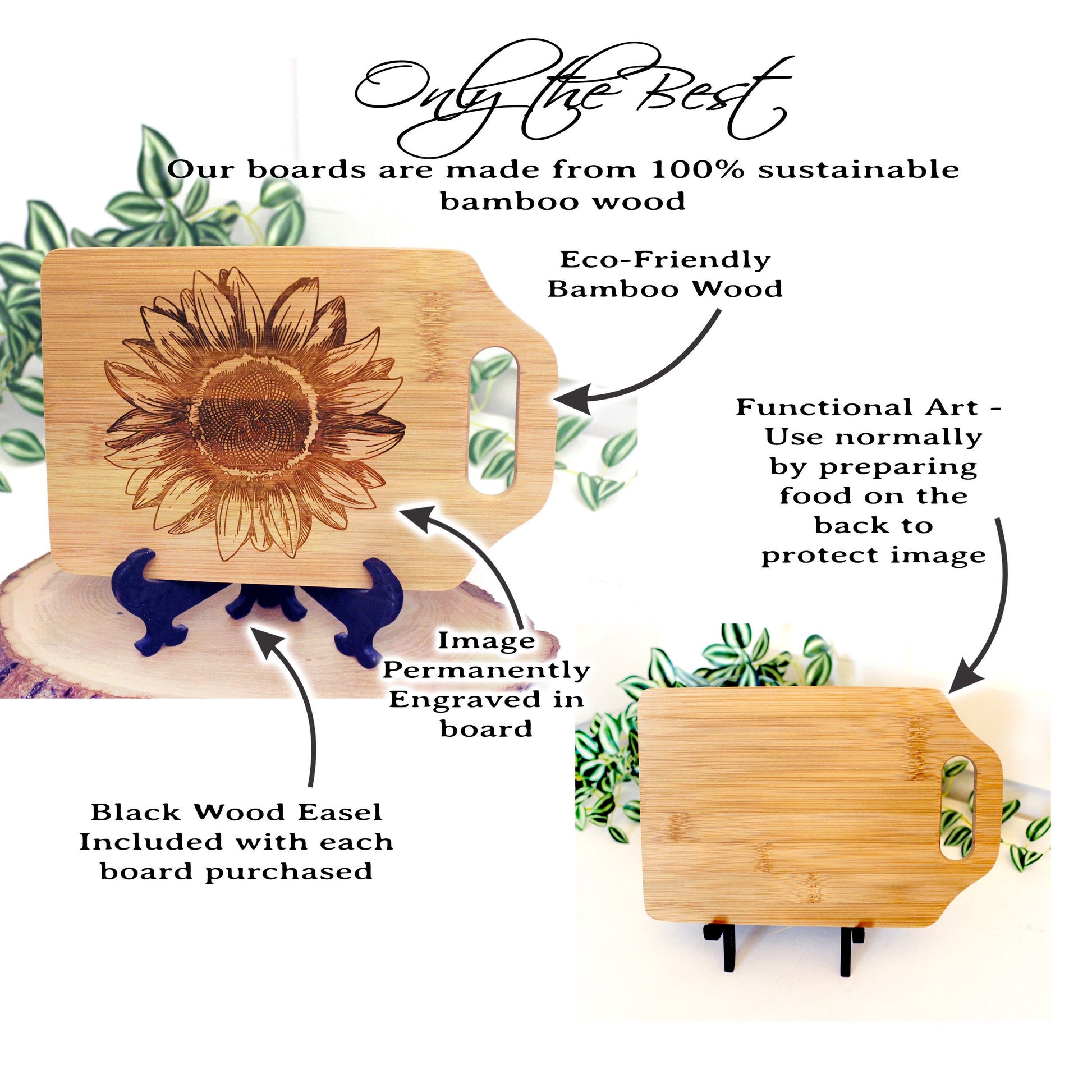 Sunflower Kitchen Decor, Personalized Bamboo Cutting Board, Wooden Cheese Board, Wooden Cutting Board, great Environmentally Friendly Gifts