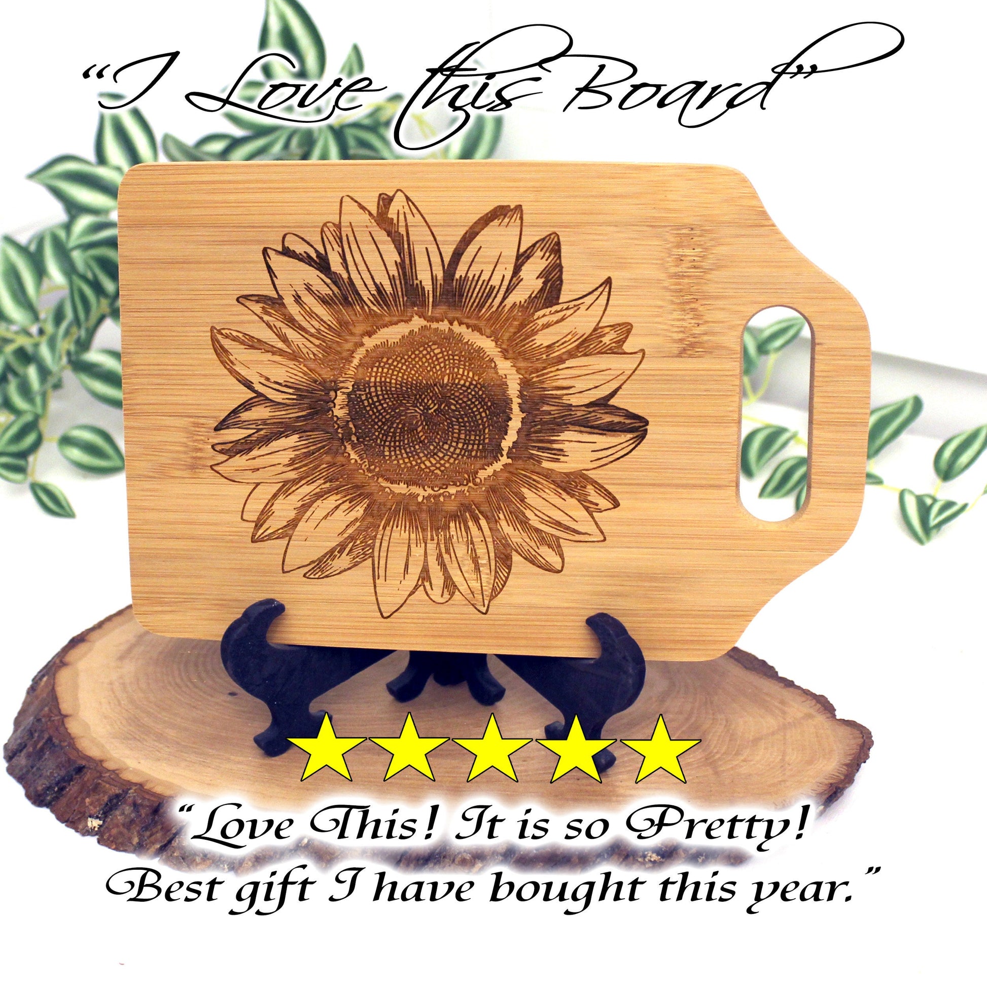 Sunflower Kitchen Decor, Personalized Bamboo Cutting Board, Wooden Cheese Board, Wooden Cutting Board, great Environmentally Friendly Gifts