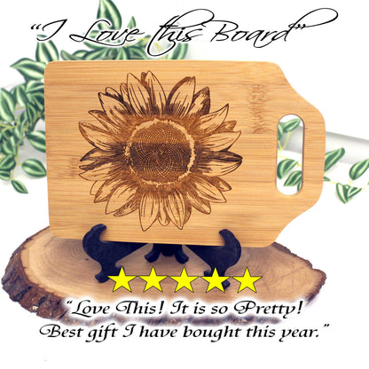 Sunflower Kitchen Decor, Personalized Bamboo Cutting Board, Wooden Cheese Board, Wooden Cutting Board, great Environmentally Friendly Gifts