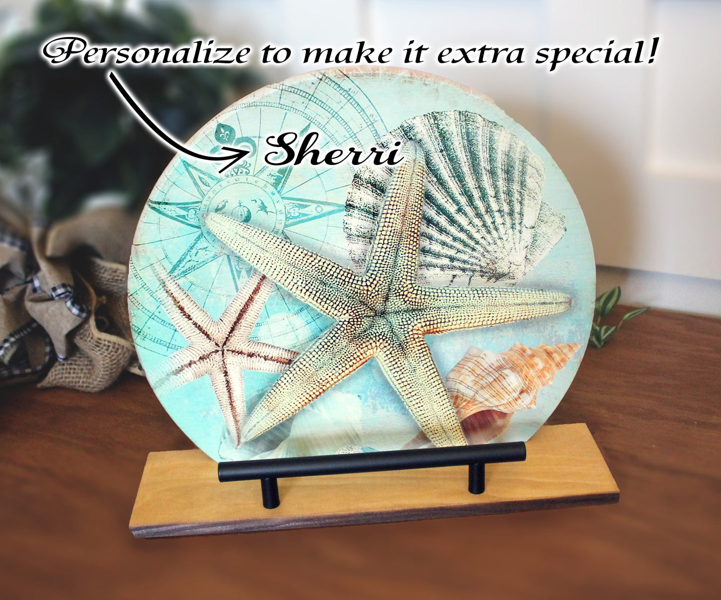 Personalized wooden cookbook stand, tablet & Ipad holder, Beach Lover Gift, Custom Book Valet, Family Recipe Holder, UV Printed Bamboo Stand