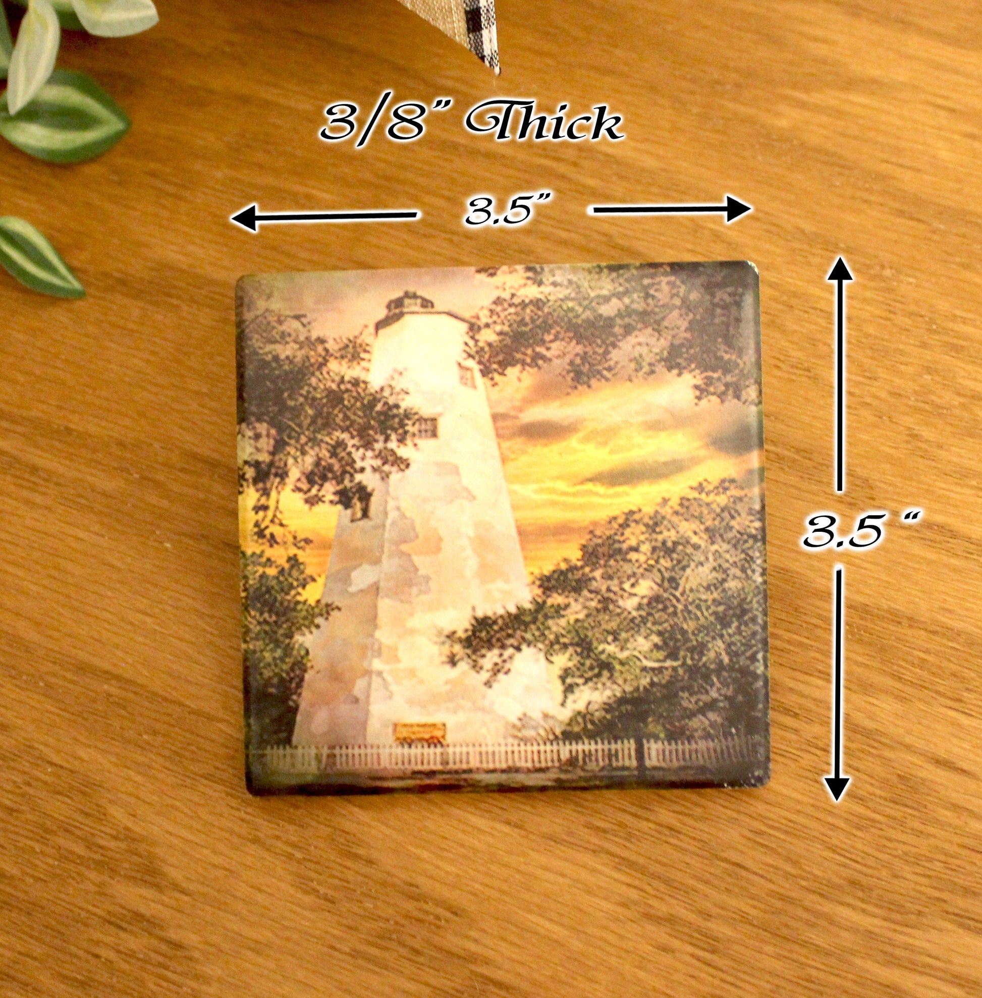 Set of 4 North Carolina Lighthouse Coasters with a caddy. Bamboo Coasters Decorated with Art Prints in UV Ink, Beach Decor, Nautical Decor