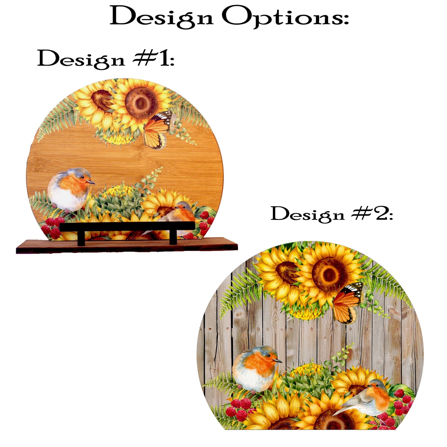 Personalized Sunflowers and Birds Cookbook Stand, Decorative Kitchen Counter Home Decor, Recipe Book Holder, Tablet Ipad Stand Gift
