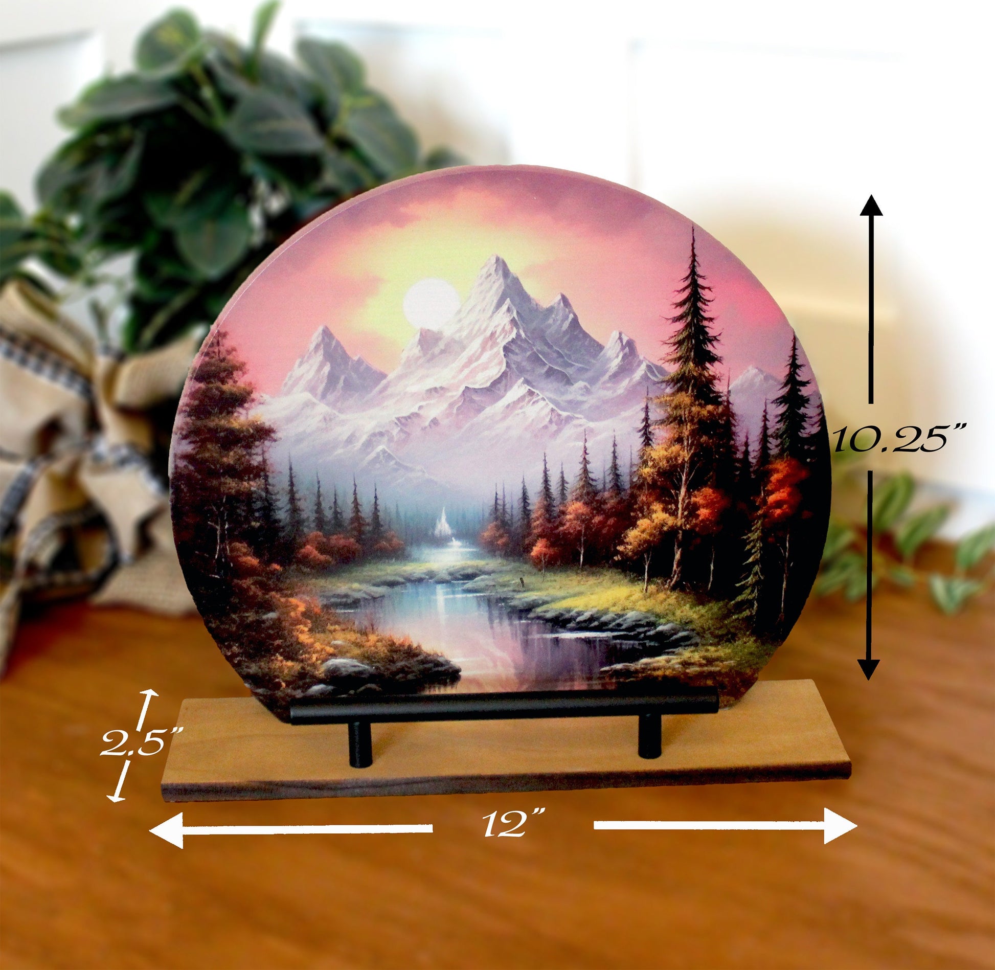 Personalized wooden cookbook stand, tablet & Ipad holder, Rustic Mountain Sunrise, Family Recipe Holder, UV Printed Bamboo Stan or Easel
