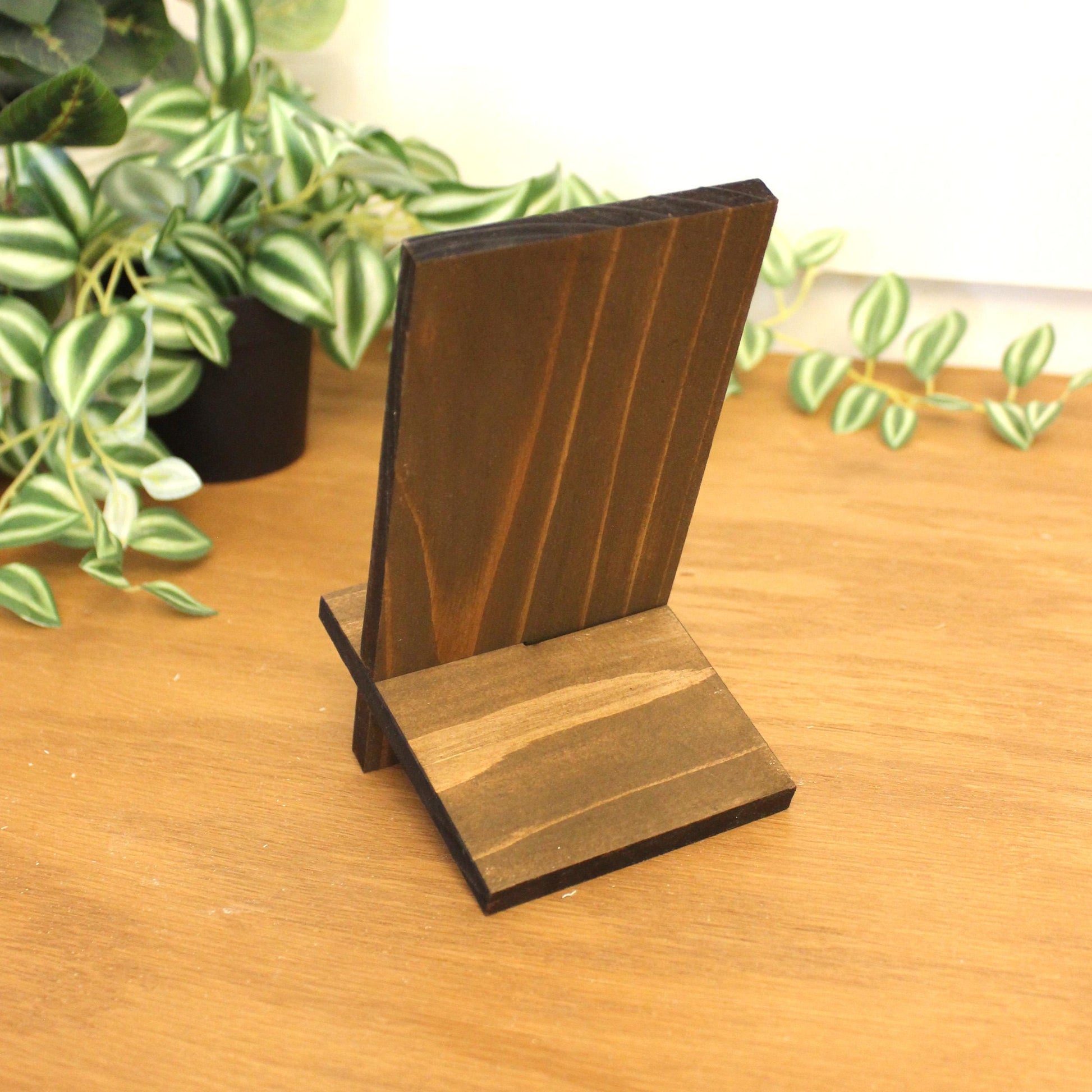 Personalized Sunflower and Butterfly cell phone stand, Rustic Wooden Phone Holder, Cute Decorative Custom Gift, Charging Cable Access