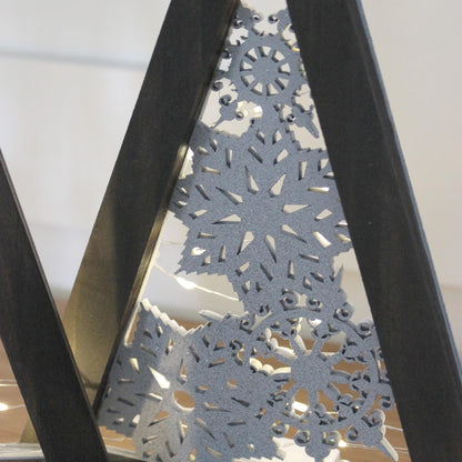 Modern Wooden Farmhouse Lighted Christmas Tree, Rustic Holiday Fireplace Mantel Decoration, Minimal Table top Centerpiece Decor, Shelf Decor