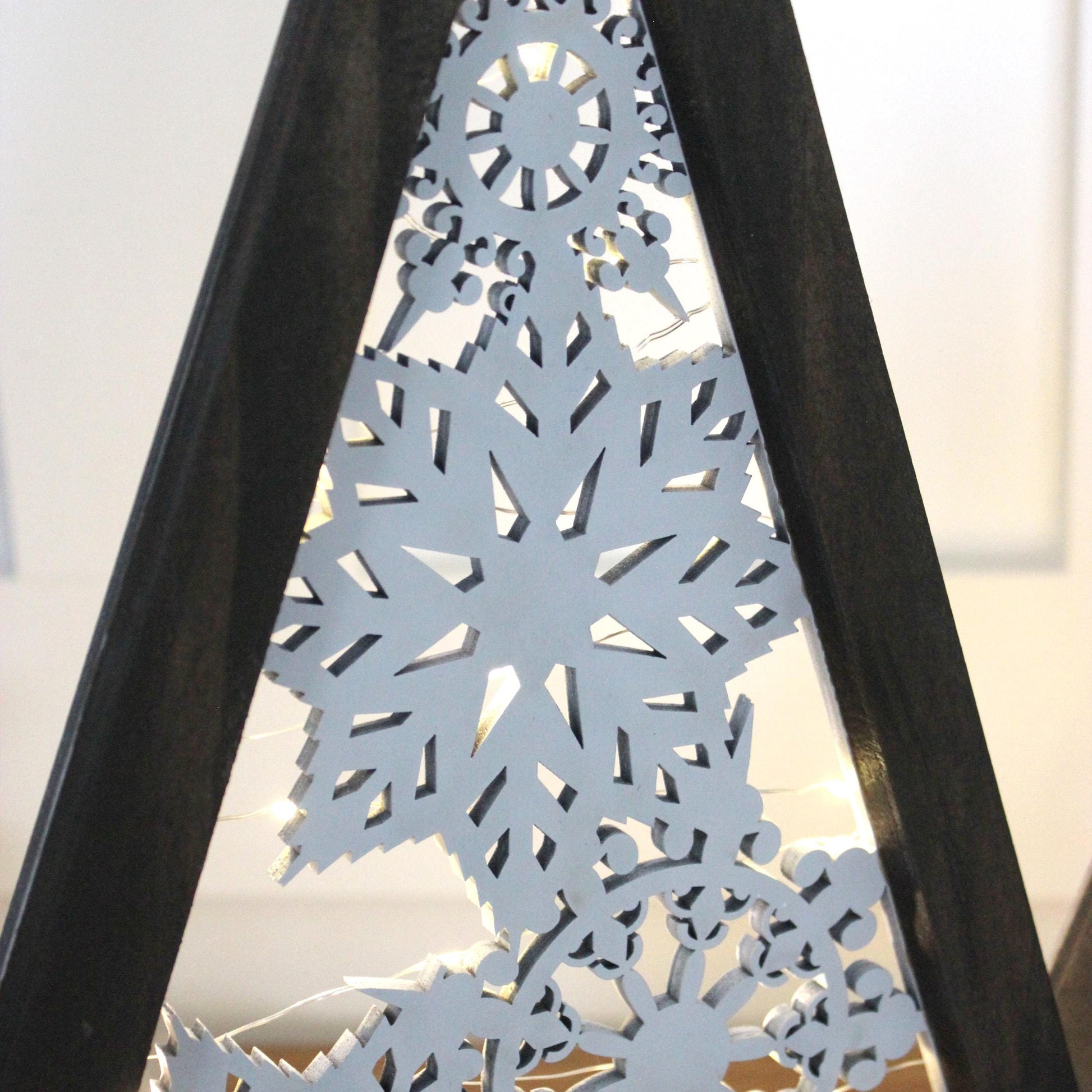 Modern Wooden Farmhouse Lighted Christmas Tree, Rustic Holiday Fireplace Mantel Decoration, Minimal Table top Centerpiece Decor, Shelf Decor