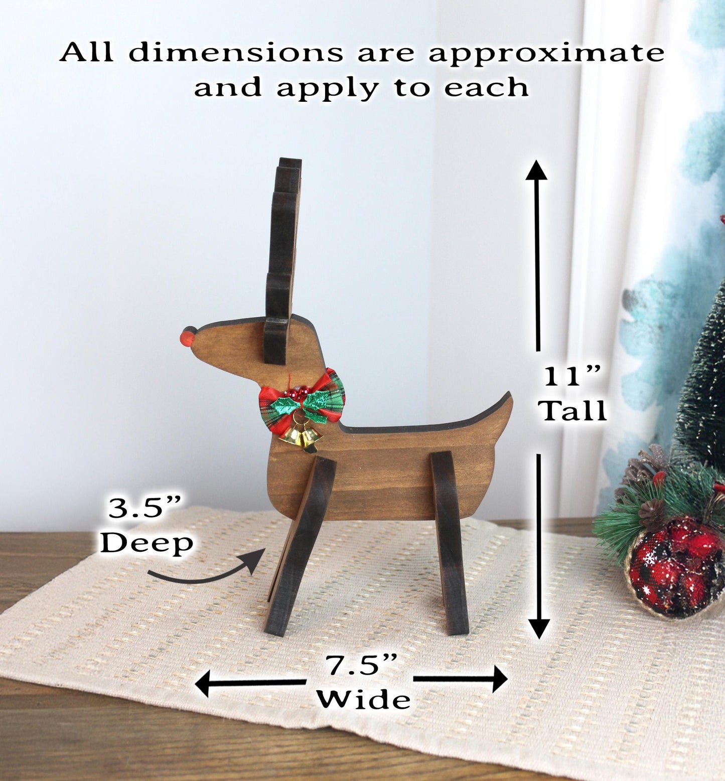 Rustic Wooden Christmas Reindeer Set of 2, Modern Farmhouse Decor, Antique White or Brown, Fireplace Mantel Decoration, Tabletop Centerpiece