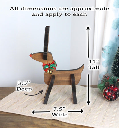 Rustic Wooden Christmas Reindeer Set of 2, Modern Farmhouse Decor, Antique White or Brown, Fireplace Mantel Decoration, Tabletop Centerpiece