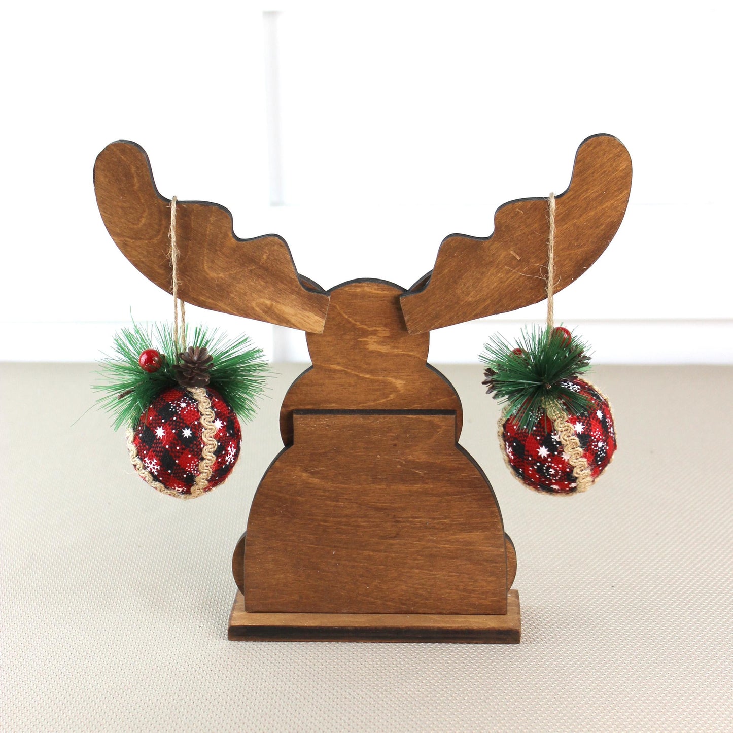 Rustic Wooden Moose, Modern Christmas Farmhouse Decor, Fireplace Mantel Decoration, Tabletop Centerpiece