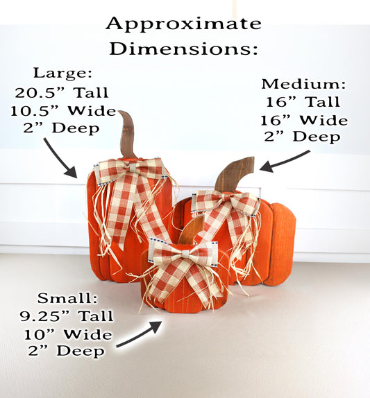 Handcrafted Rustic Farmhouse Wooden Pumpkin Set of 3, Fall Porch Decor, Decorative Halloween Fireplace Decor, Autumn Thanksgiving Decoration