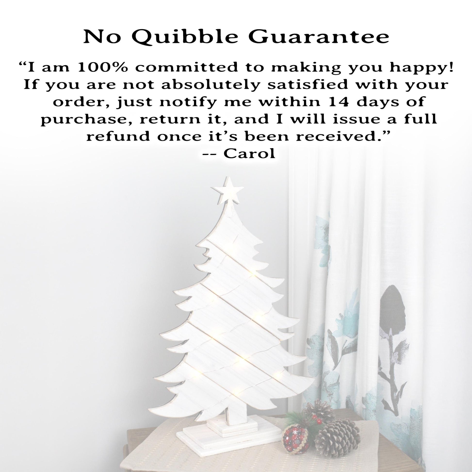 Rustic White Wood Christmas Tree With Fairy Lights, Farmhouse Personalized Tabletop Decor, Fireplace Mantel Decoration