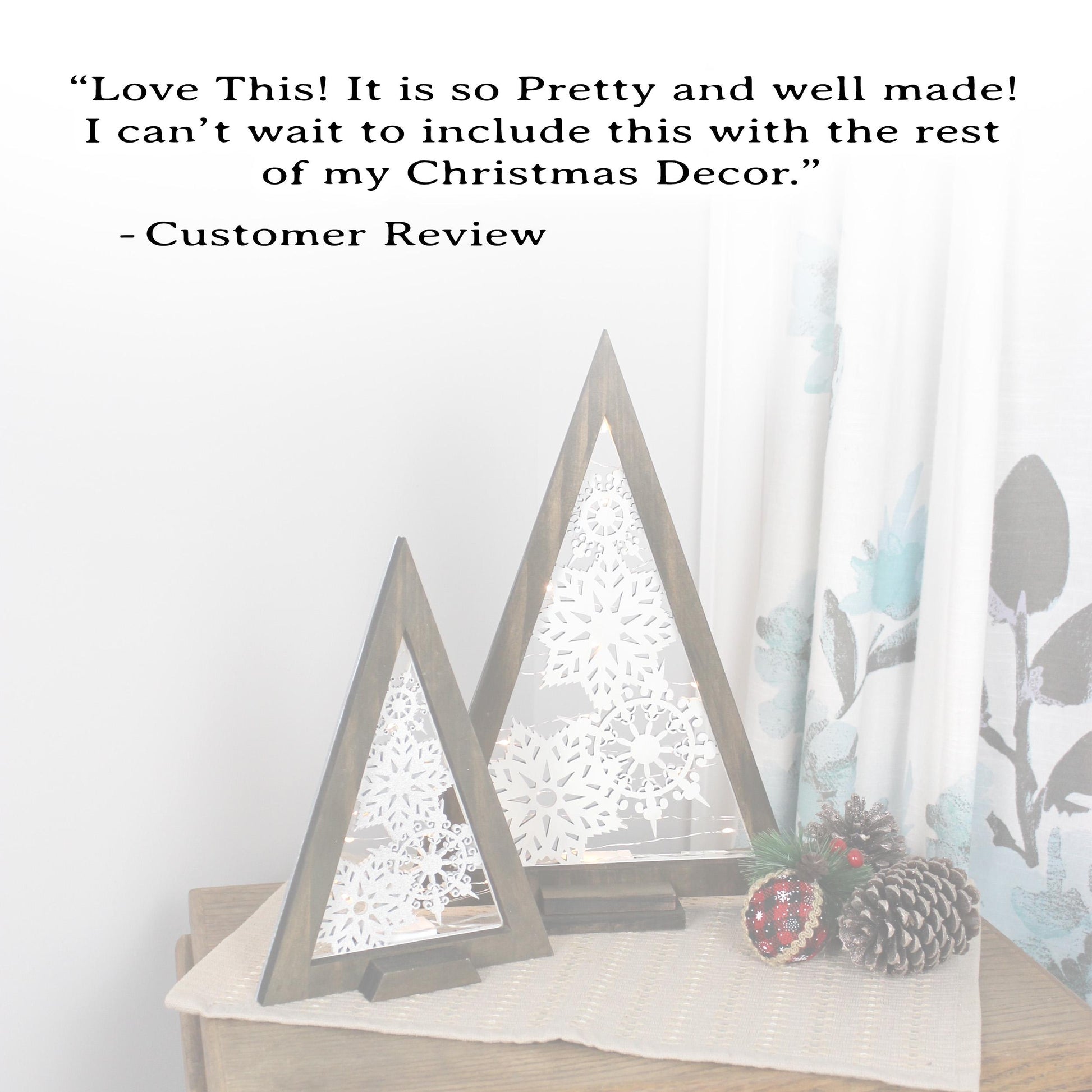 Modern Wooden Farmhouse Lighted Christmas Tree, Rustic Holiday Fireplace Mantel Decoration, Minimal Table top Centerpiece Decor, Shelf Decor