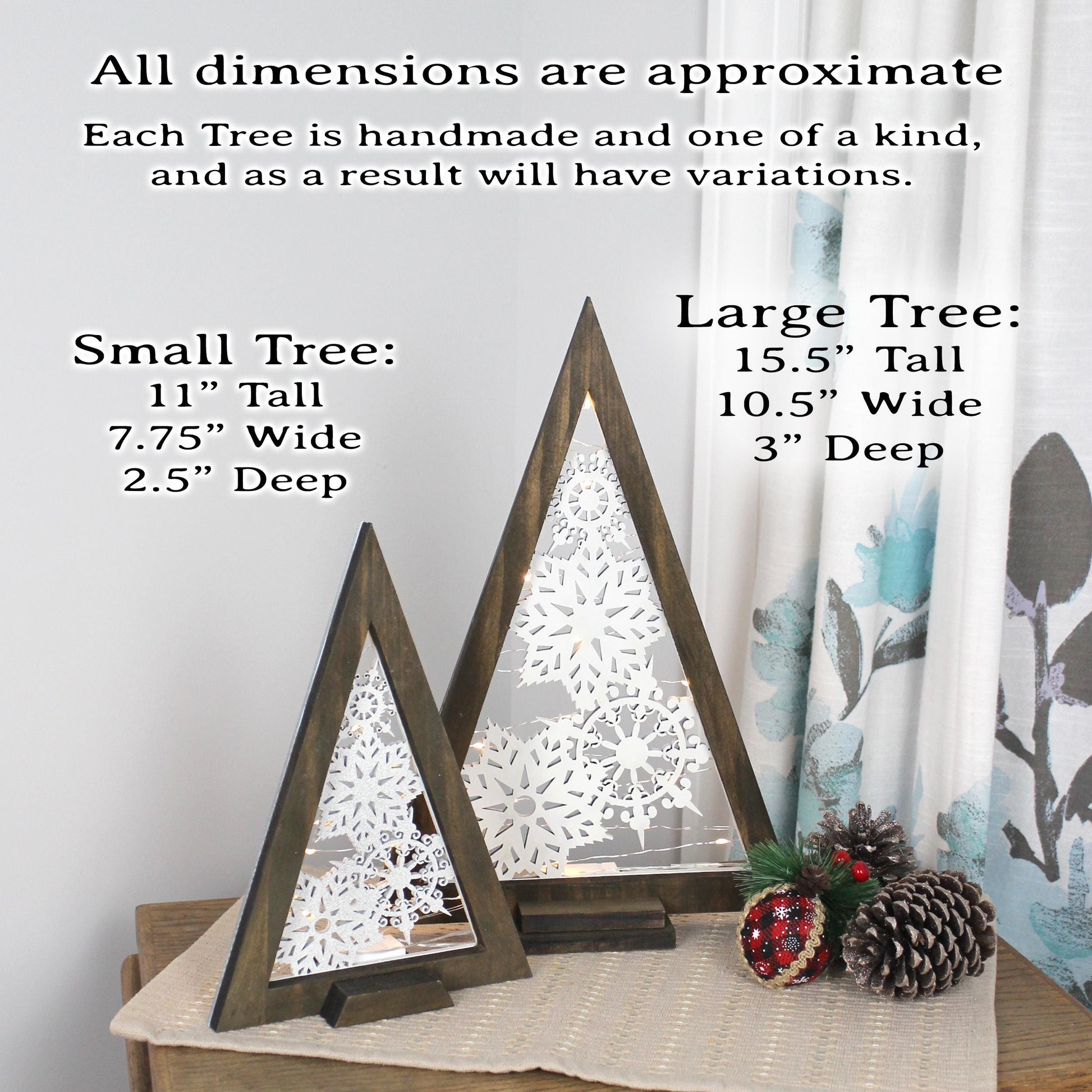Modern Wooden Farmhouse Lighted Christmas Tree, Rustic Holiday Fireplace Mantel Decoration, Minimal Table top Centerpiece Decor, Shelf Decor