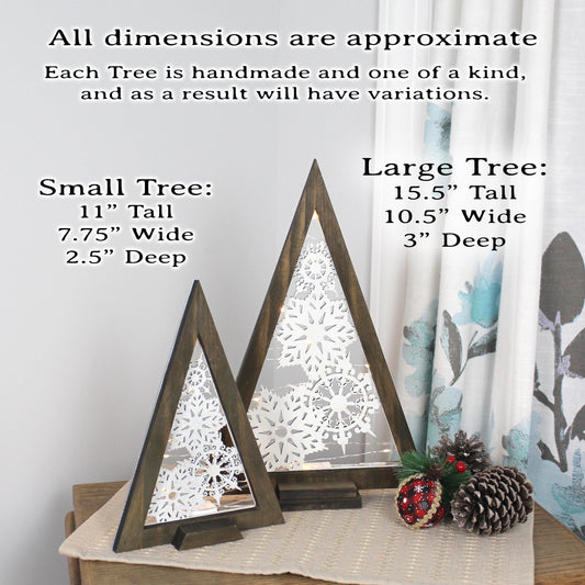 Modern Wooden Farmhouse Lighted Christmas Tree, Rustic Holiday Fireplace Mantel Decoration, Minimal Table top Centerpiece Decor, Shelf Decor