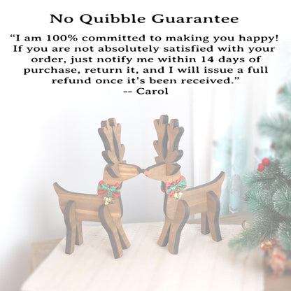 Rustic Wooden Christmas Reindeer Set of 2, Modern Farmhouse Decor, Antique White or Brown, Fireplace Mantel Decoration, Tabletop Centerpiece