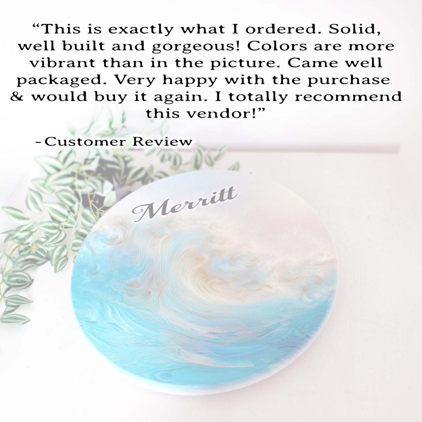 Ocean Wave Blue and Gold Wood Lazy Susan Turntable, Personalized Kitchen and Bath Organizer, Dining Table Centerpiece, Unique Gift Size Vary