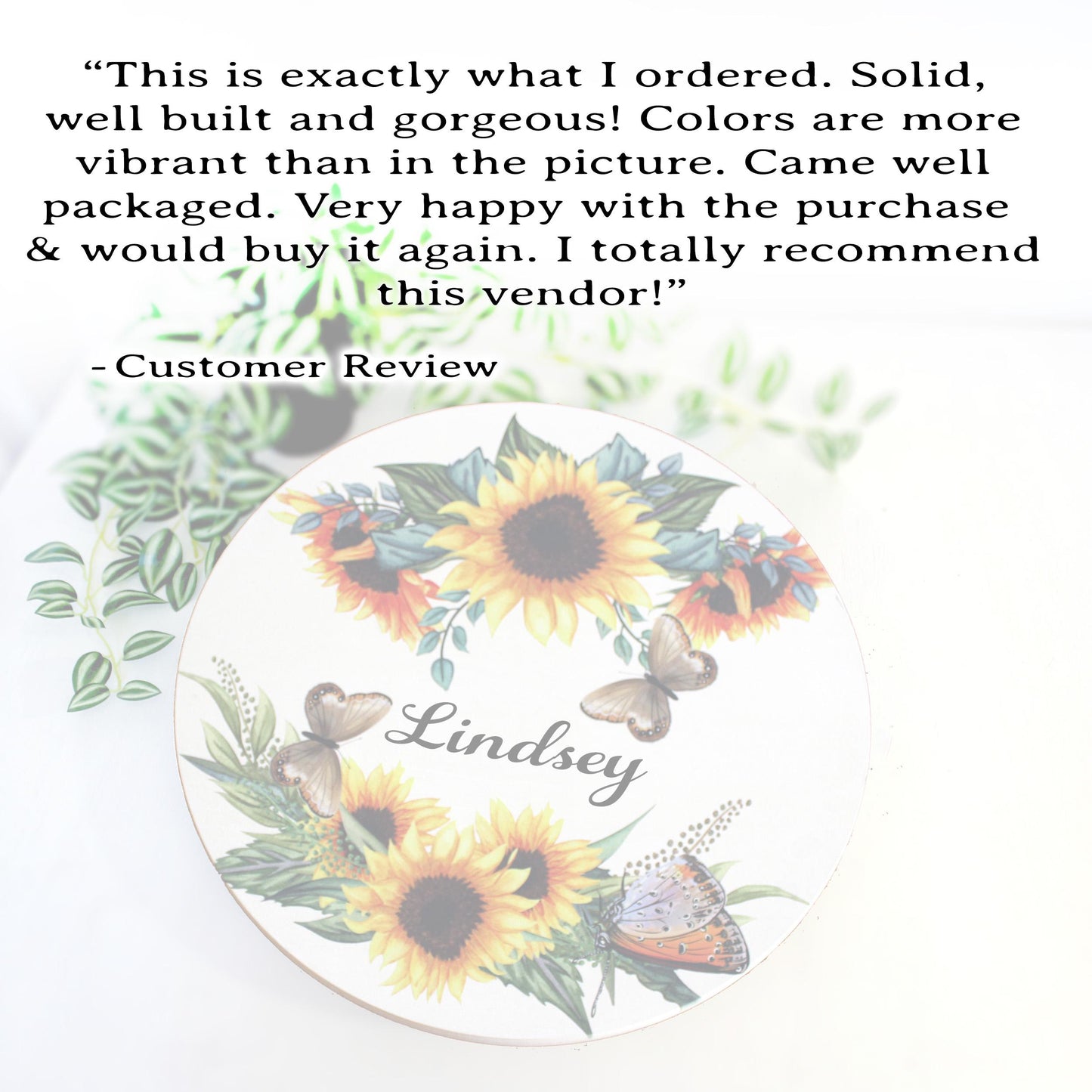 Personalized Sunflowers and Butterflies Wood Lazy Susan, Lazy Susan Turntable, Unique Custom Centerpiece Bath Counter Organizer, Sizes Vary