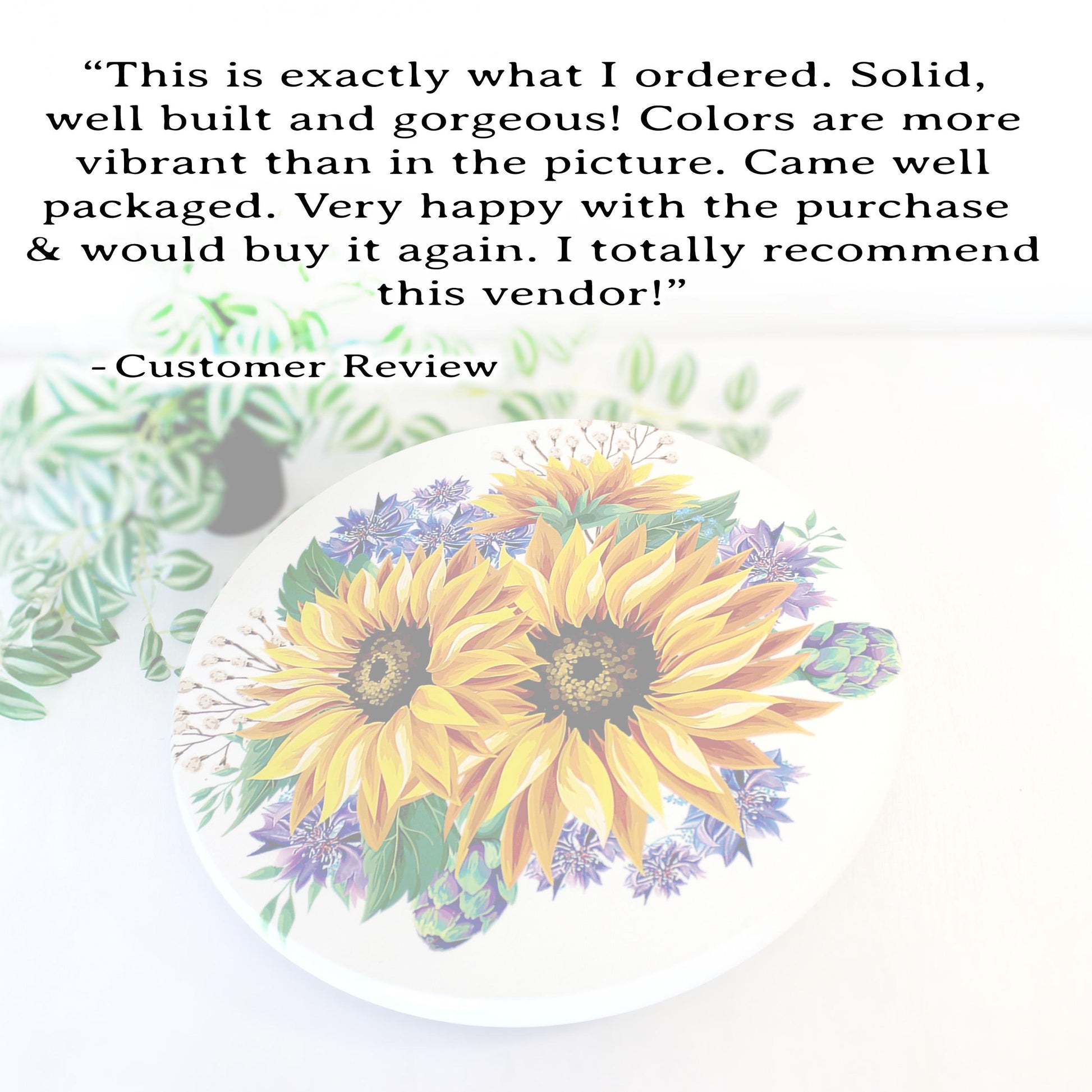 Sunflowers and Cornflowers Custom Lazy Susan Turntable, Personalized Kitchen and Bath Organizer, Unique Dining Table Centerpiece, Sizes Vary