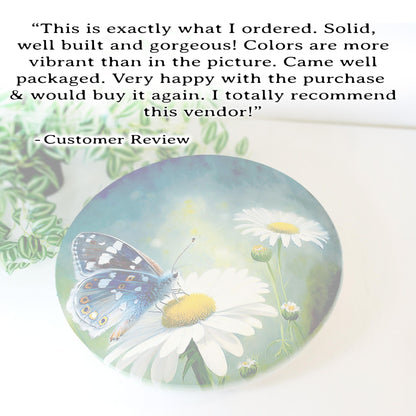 Daisy and Butterfly Custom Lazy Susan Turntable, Personalized Kitchen and Bath Organizer, Dining Table Centerpiece, Unique Gift, Sizes Vary