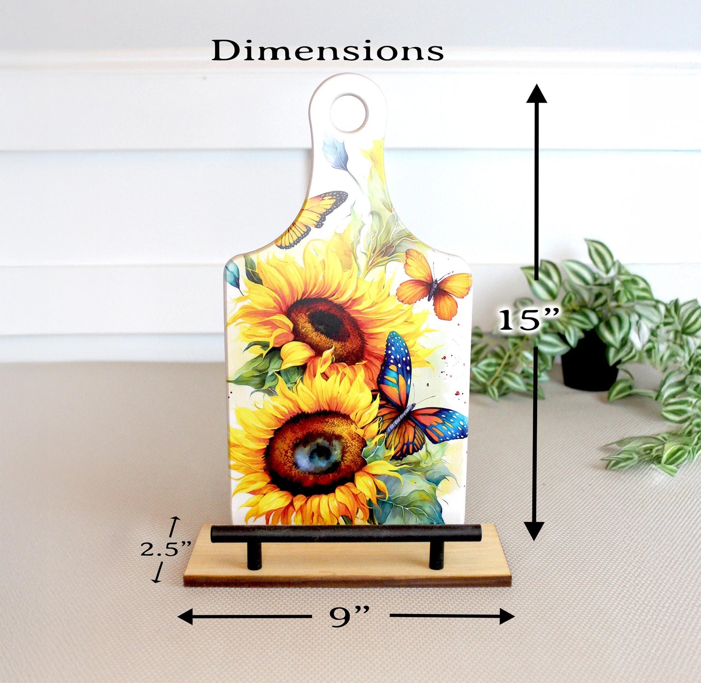 Sunflowers and Butterflies Cookbook Stand for the Kitchen from Environmentally Sustainable Bamboo with Pine Wood Accents to create an Easel