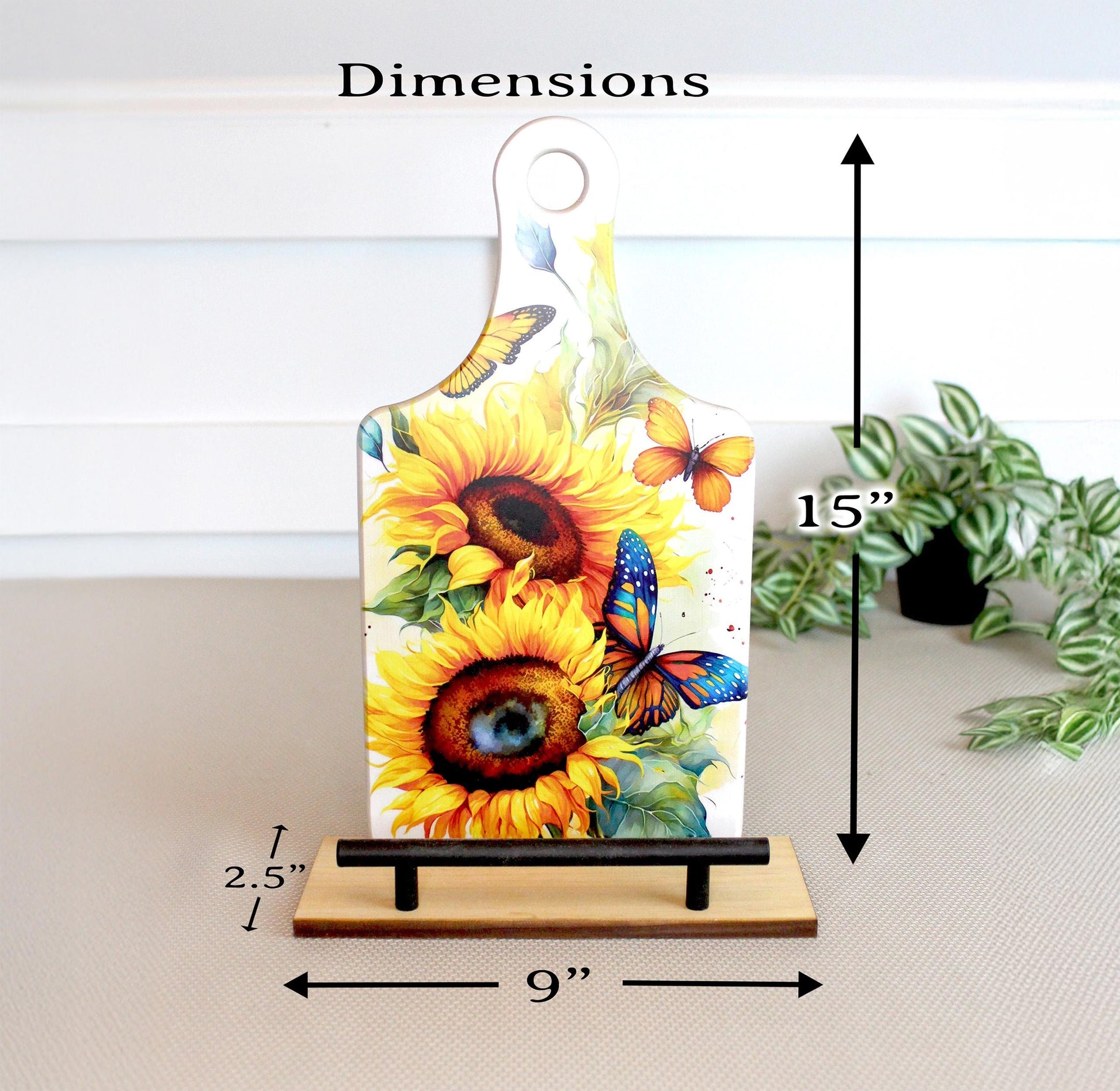 Sunflowers and Butterflies Cookbook Stand for the Kitchen from Environmentally Sustainable Bamboo with Pine Wood Accents to create an Easel